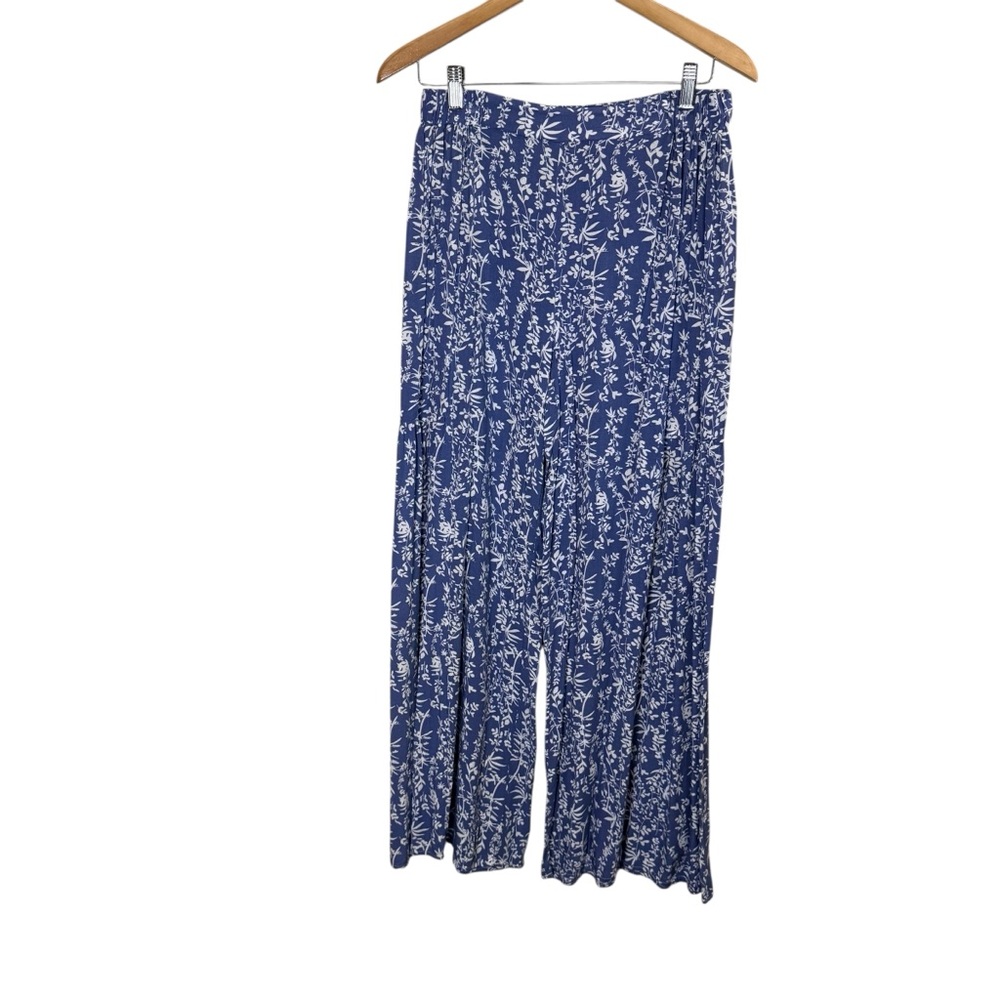 Women’s Luukse Blue Floral Wide Leg Flowy Pants sz M